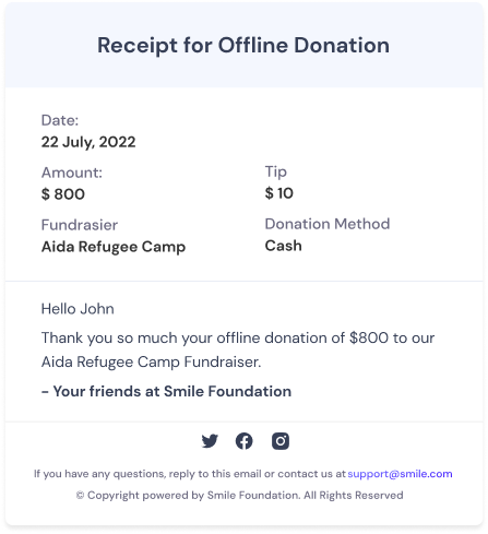 Receipt for Offline Donation​